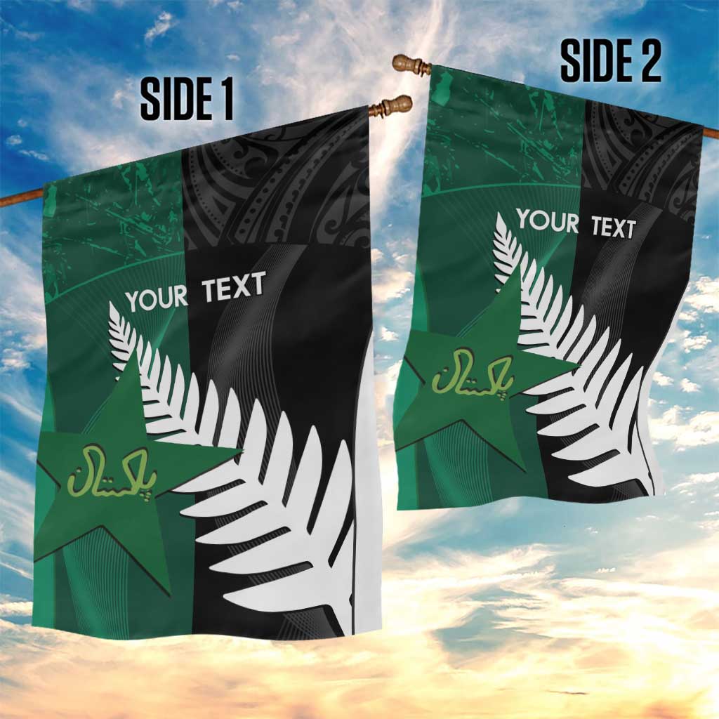 Custom New Zealand And Pakistan Cricket Garden Flag 2025 Black Cap Shaheens Together