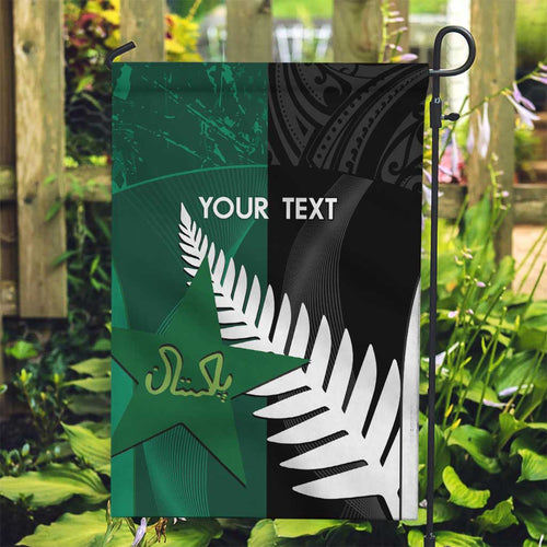 Custom New Zealand And Pakistan Cricket Garden Flag 2025 Black Cap Shaheens Together