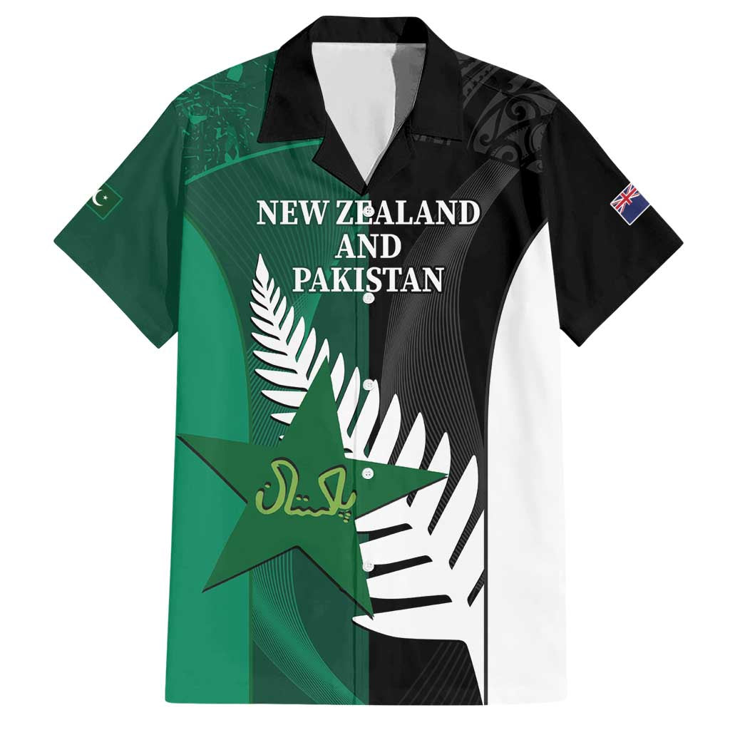 Custom New Zealand And Pakistan Cricket Hawaiian Shirt 2025 Black Cap Shaheens Together