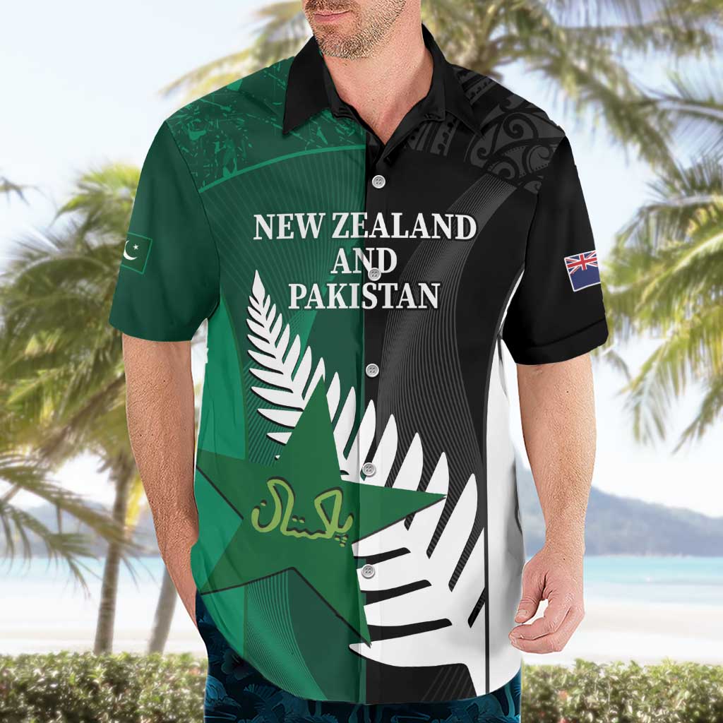 Custom New Zealand And Pakistan Cricket Hawaiian Shirt 2025 Black Cap Shaheens Together