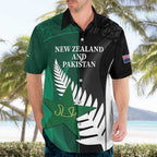 Custom New Zealand And Pakistan Cricket Hawaiian Shirt 2025 Black Cap Shaheens Together