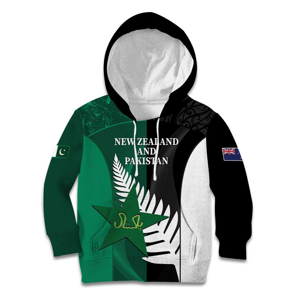 Custom New Zealand And Pakistan Cricket Kid Hoodie 2025 Black Cap Shaheens Together