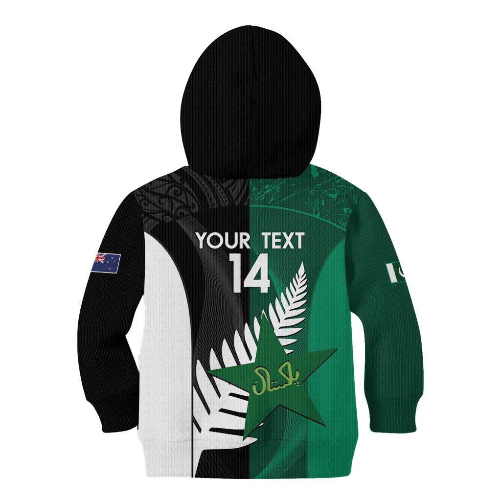 Custom New Zealand And Pakistan Cricket Kid Hoodie 2025 Black Cap Shaheens Together
