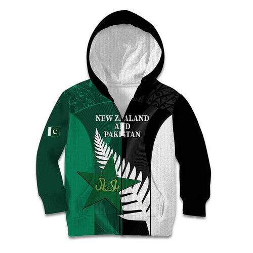Custom New Zealand And Pakistan Cricket Kid Hoodie 2025 Black Cap Shaheens Together