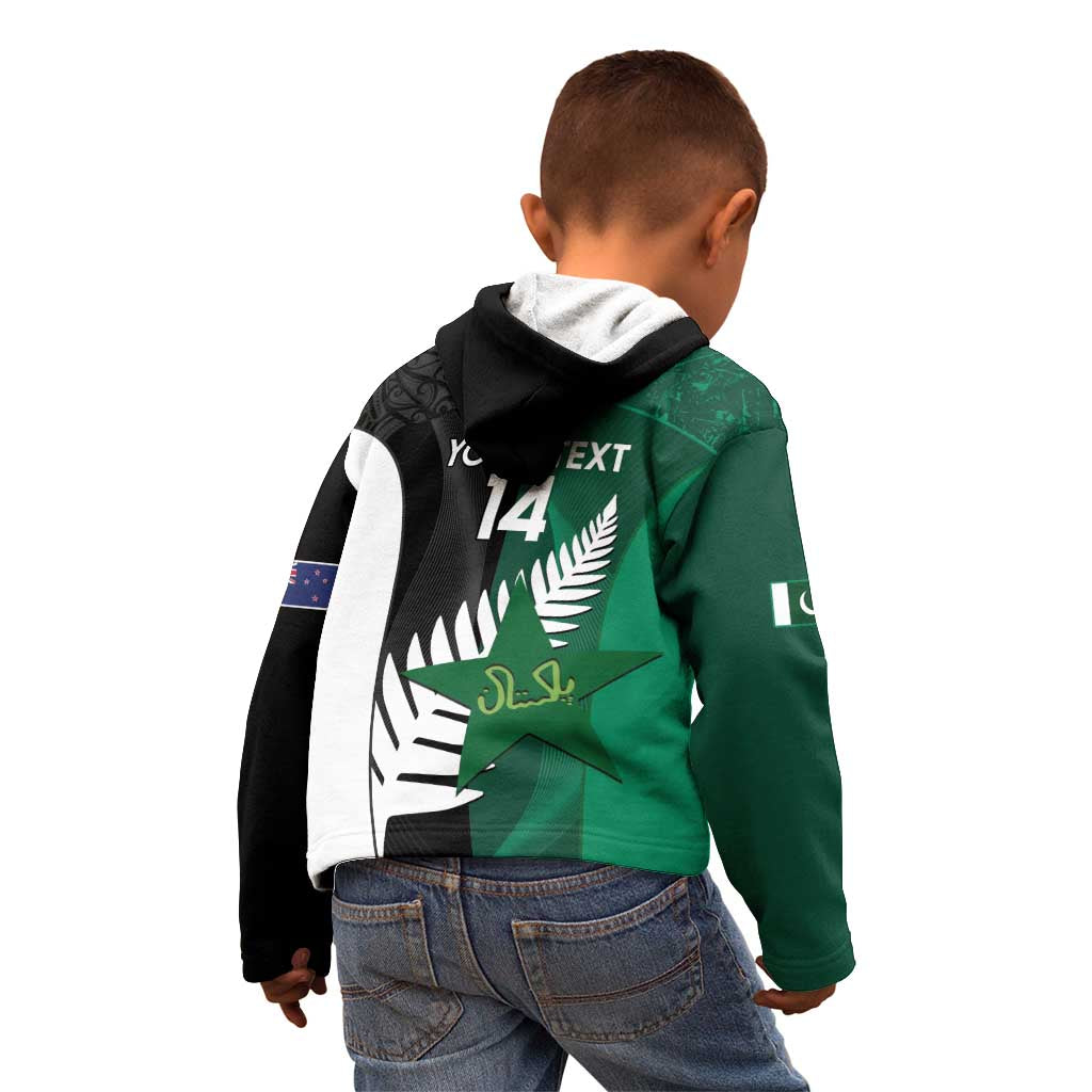 Custom New Zealand And Pakistan Cricket Kid Hoodie 2025 Black Cap Shaheens Together