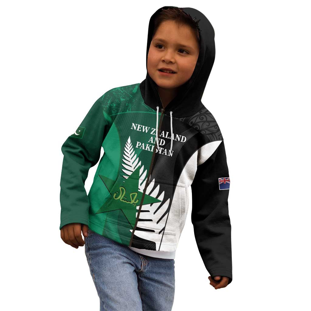 Custom New Zealand And Pakistan Cricket Kid Hoodie 2025 Black Cap Shaheens Together