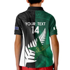 Custom New Zealand And Pakistan Cricket Kid Polo Shirt 2025 Black Cap Shaheens Together