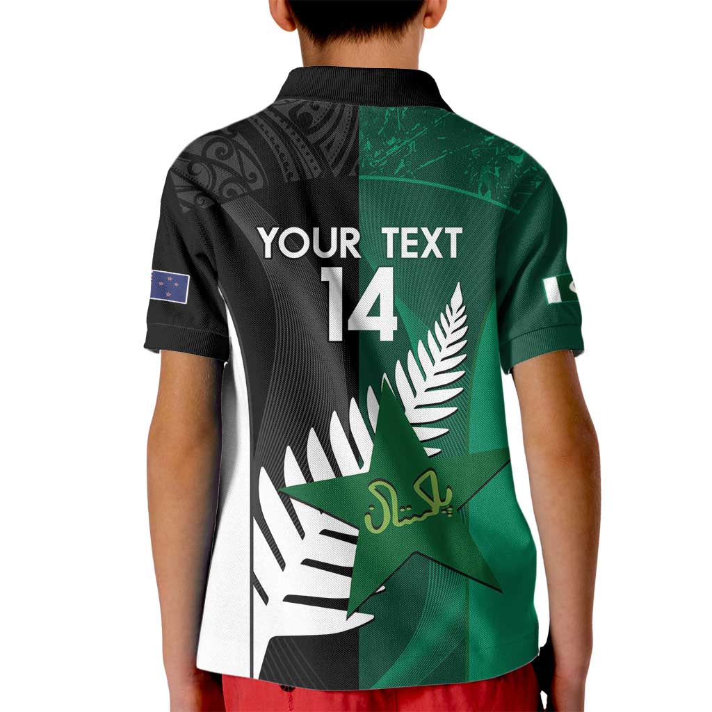 Custom New Zealand And Pakistan Cricket Kid Polo Shirt 2025 Black Cap Shaheens Together