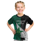 Custom New Zealand And Pakistan Cricket Kid T Shirt 2025 Black Cap Shaheens Together