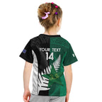 Custom New Zealand And Pakistan Cricket Kid T Shirt 2025 Black Cap Shaheens Together