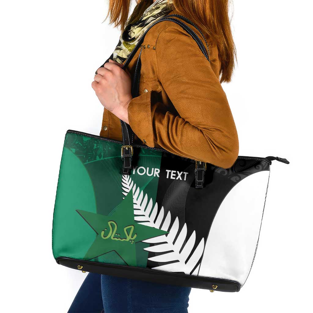 Custom New Zealand And Pakistan Cricket Leather Tote Bag 2025 Black Cap Shaheens Together