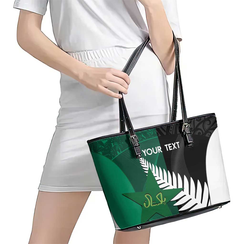 Custom New Zealand And Pakistan Cricket Leather Tote Bag 2025 Black Cap Shaheens Together