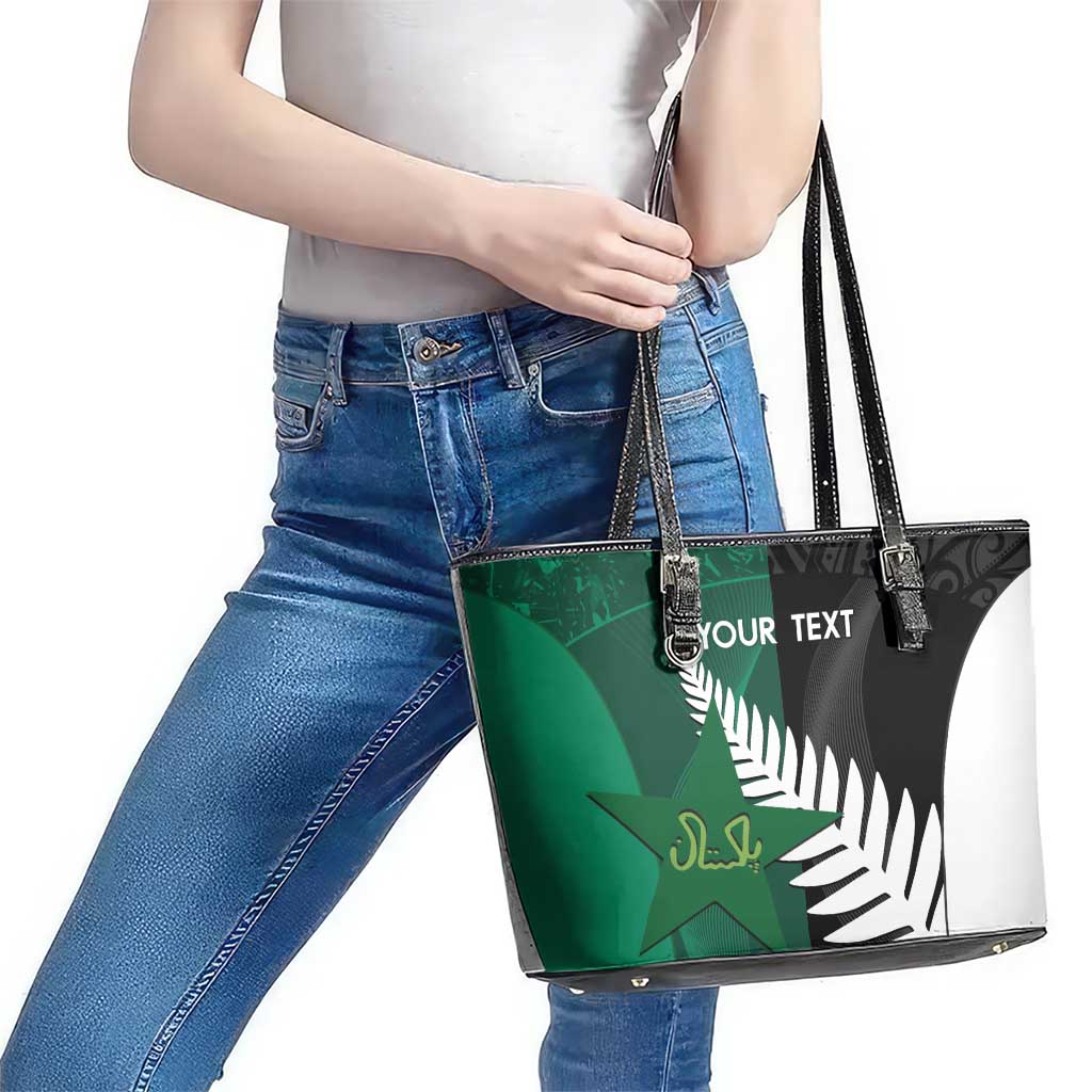 Custom New Zealand And Pakistan Cricket Leather Tote Bag 2025 Black Cap Shaheens Together