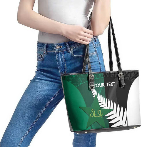 Custom New Zealand And Pakistan Cricket Leather Tote Bag 2025 Black Cap Shaheens Together