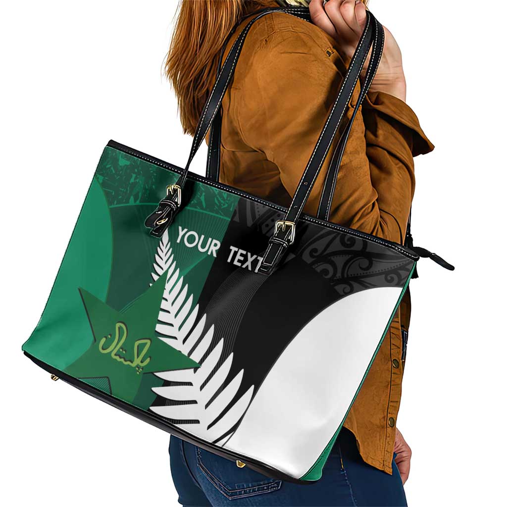 Custom New Zealand And Pakistan Cricket Leather Tote Bag 2025 Black Cap Shaheens Together