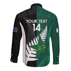 Custom New Zealand And Pakistan Cricket Long Sleeve Button Shirt 2025 Black Cap Shaheens Together