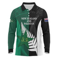 Custom New Zealand And Pakistan Cricket Long Sleeve Polo Shirt 2025 Black Cap Shaheens Together