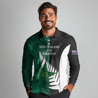 Custom New Zealand And Pakistan Cricket Long Sleeve Polo Shirt 2025 Black Cap Shaheens Together