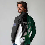 Custom New Zealand And Pakistan Cricket Long Sleeve Polo Shirt 2025 Black Cap Shaheens Together