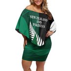 Custom New Zealand And Pakistan Cricket Off Shoulder Short Dress 2025 Black Cap Shaheens Together
