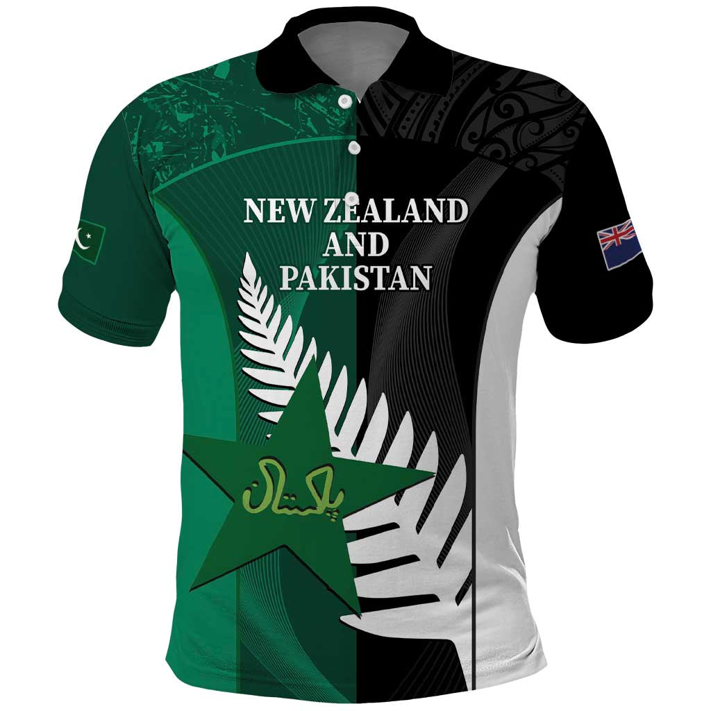 Custom New Zealand And Pakistan Cricket Polo Shirt 2025 Black Cap Shaheens Together