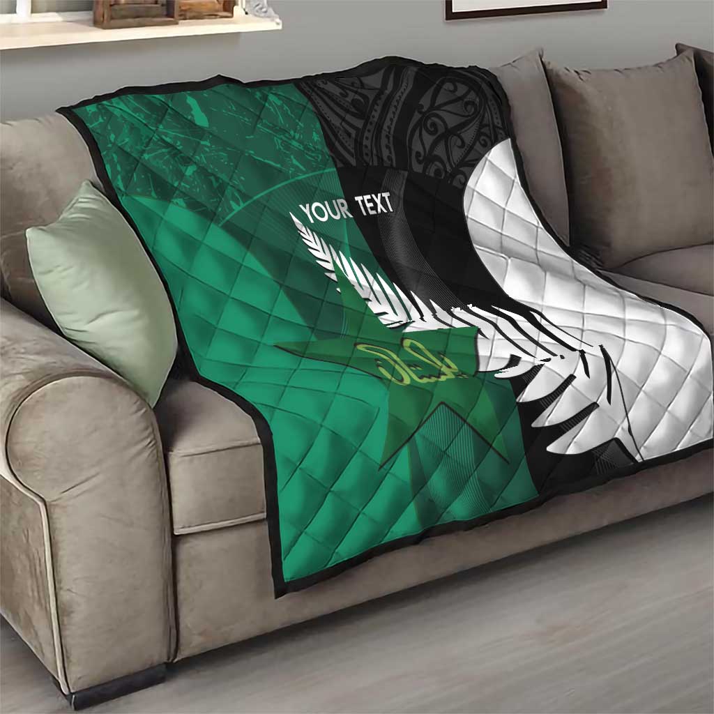 Custom New Zealand And Pakistan Cricket Quilt 2025 Black Cap Shaheens Together