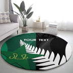Custom New Zealand And Pakistan Cricket Round Carpet 2025 Black Cap Shaheens Together