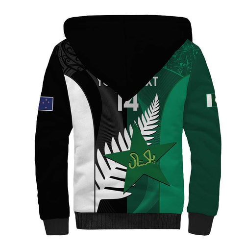 Custom New Zealand And Pakistan Cricket Sherpa Hoodie 2025 Black Cap Shaheens Together