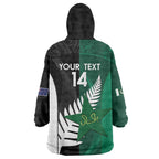 Custom New Zealand And Pakistan Cricket Wearable Blanket Hoodie 2025 Black Cap Shaheens Together