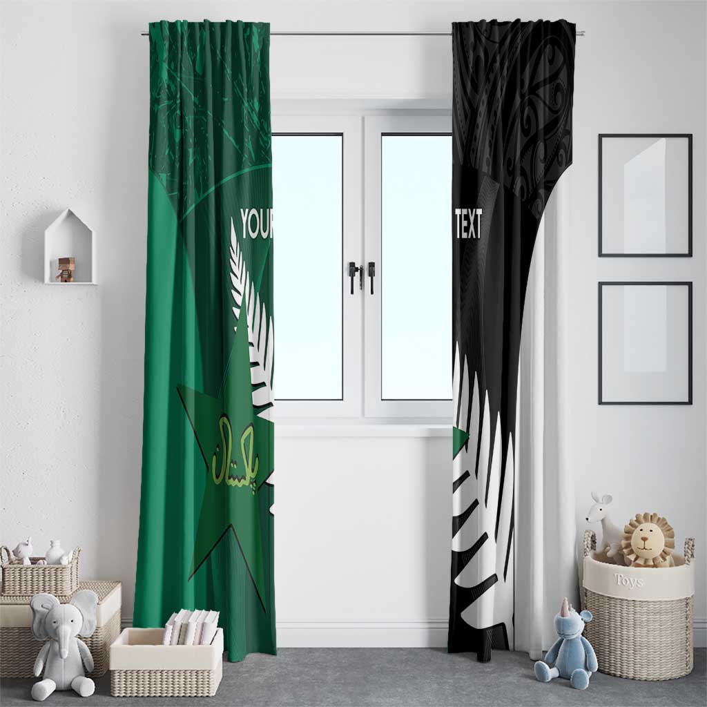 Custom New Zealand And Pakistan Cricket Window Curtain 2025 Black Cap Shaheens Together
