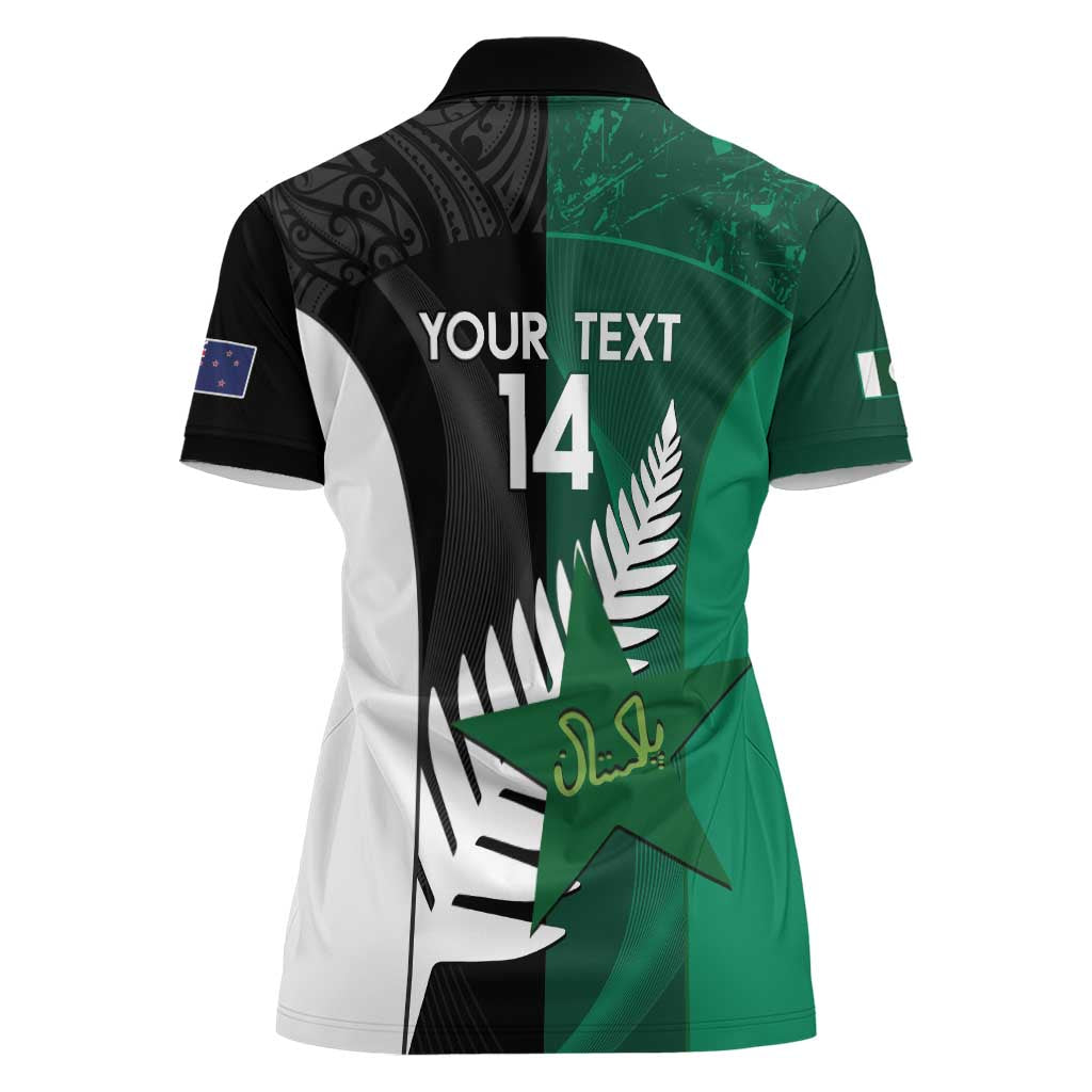 Custom New Zealand And Pakistan Cricket Women Polo Shirt 2025 Black Cap Shaheens Together