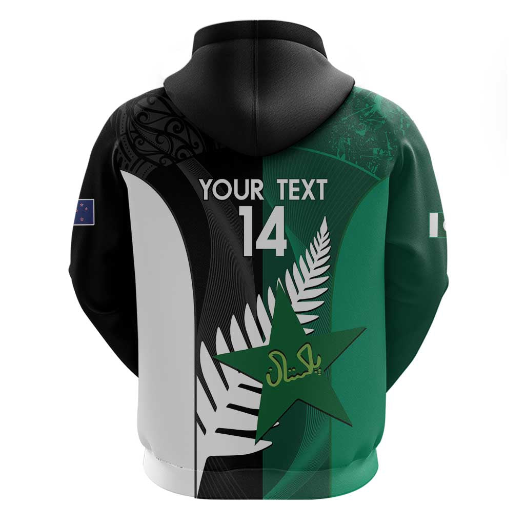 Custom New Zealand And Pakistan Cricket Zip Hoodie 2025 Black Cap Shaheens Together