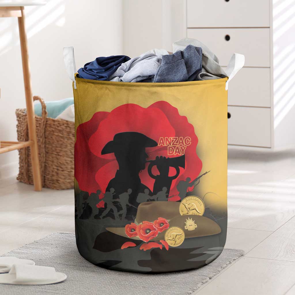 Australia Two-up Pennies ANZAC Day Laundry Basket Slouch Hat Last Post With Poppy