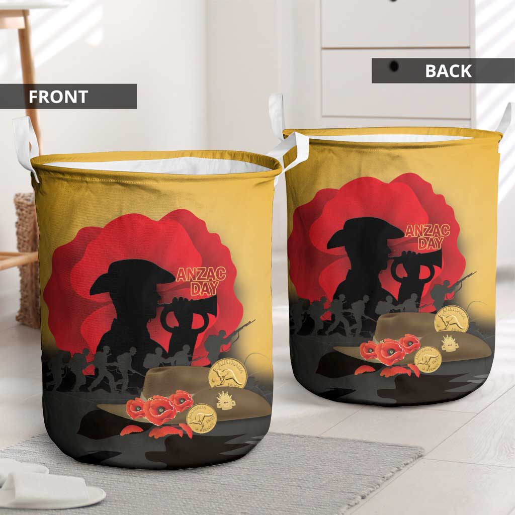 Australia Two-up Pennies ANZAC Day Laundry Basket Slouch Hat Last Post With Poppy