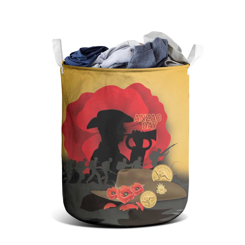 Australia Two-up Pennies ANZAC Day Laundry Basket Slouch Hat Last Post With Poppy