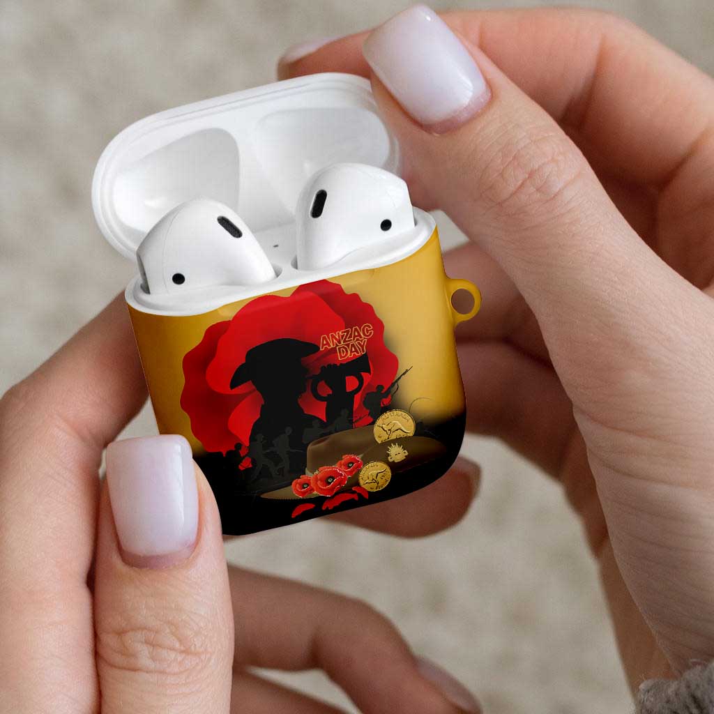 Australia Two-up Pennies ANZAC Day AirPods Case Slouch Hat Last Post With Poppy