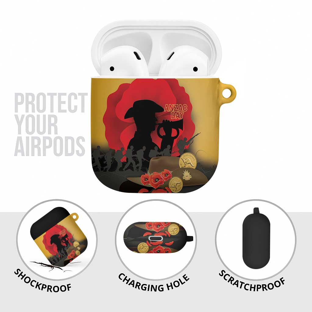 Australia Two-up Pennies ANZAC Day AirPods Case Slouch Hat Last Post With Poppy