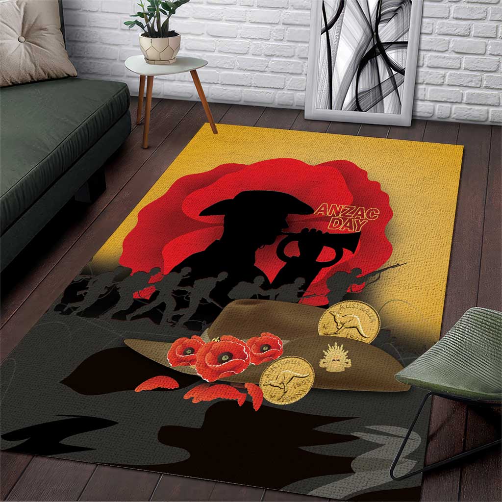 Australia Two-up Pennies ANZAC Day Area Rug Slouch Hat Last Post With Poppy