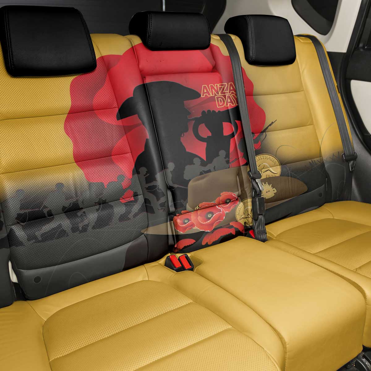 Australia Two-up Pennies ANZAC Day Back Car Seat Cover Slouch Hat Last Post With Poppy