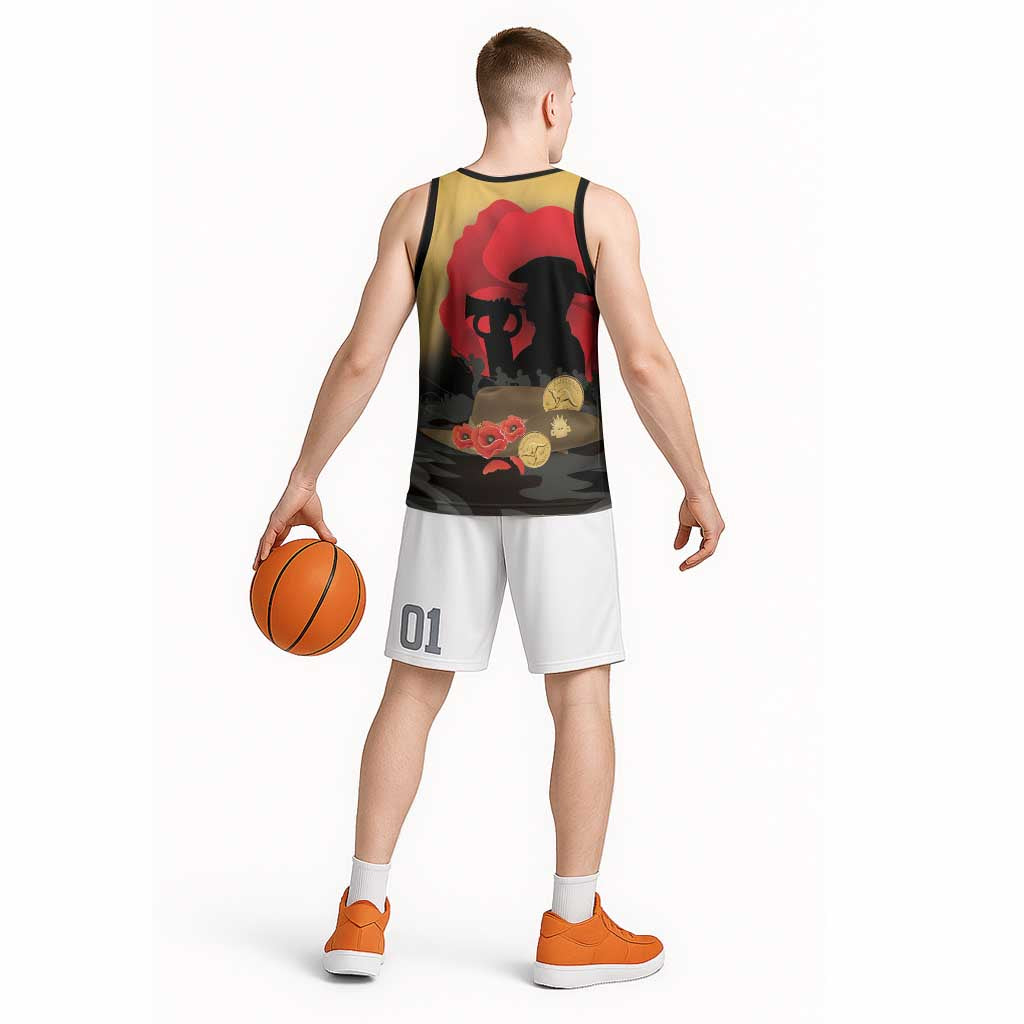 Australia Two-up Pennies ANZAC Day Basketball Jersey Slouch Hat Last Post With Poppy