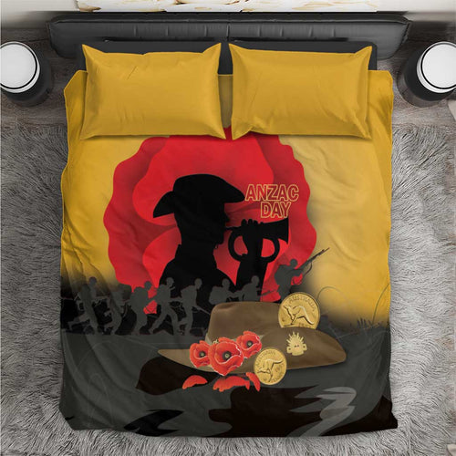 Australia Two-up Pennies ANZAC Day Bedding Set Slouch Hat Last Post With Poppy