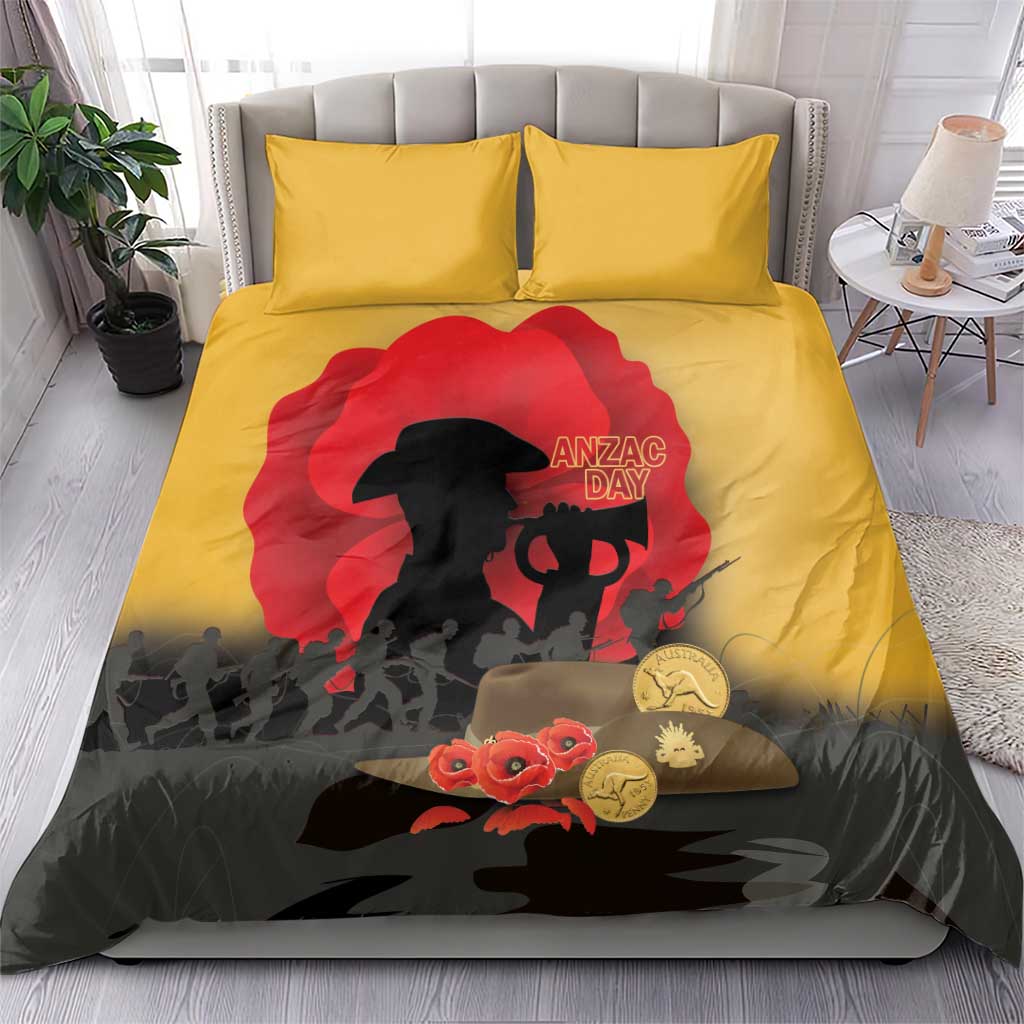 Australia Two-up Pennies ANZAC Day Bedding Set Slouch Hat Last Post With Poppy