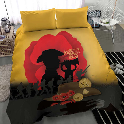 Australia Two-up Pennies ANZAC Day Bedding Set Slouch Hat Last Post With Poppy