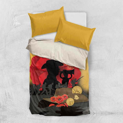 Australia Two-up Pennies ANZAC Day Bedding Set Slouch Hat Last Post With Poppy