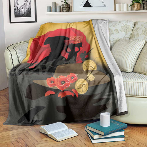 Australia Two-up Pennies ANZAC Day Blanket Slouch Hat Last Post With Poppy