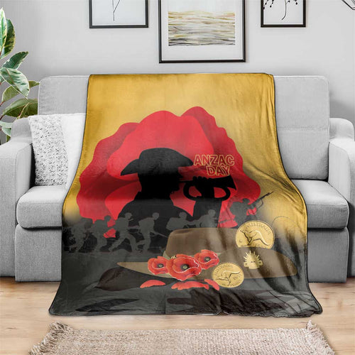 Australia Two-up Pennies ANZAC Day Blanket Slouch Hat Last Post With Poppy