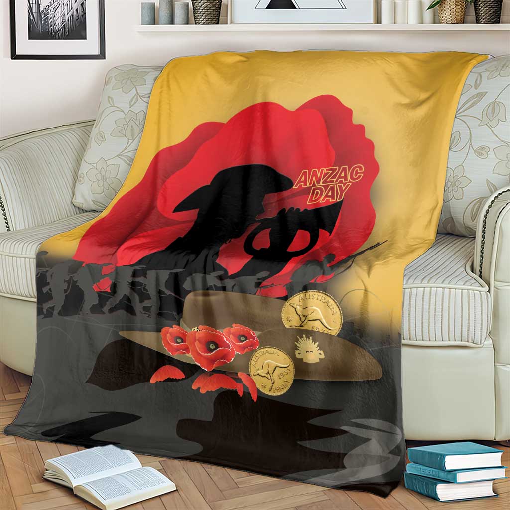 Australia Two-up Pennies ANZAC Day Blanket Slouch Hat Last Post With Poppy
