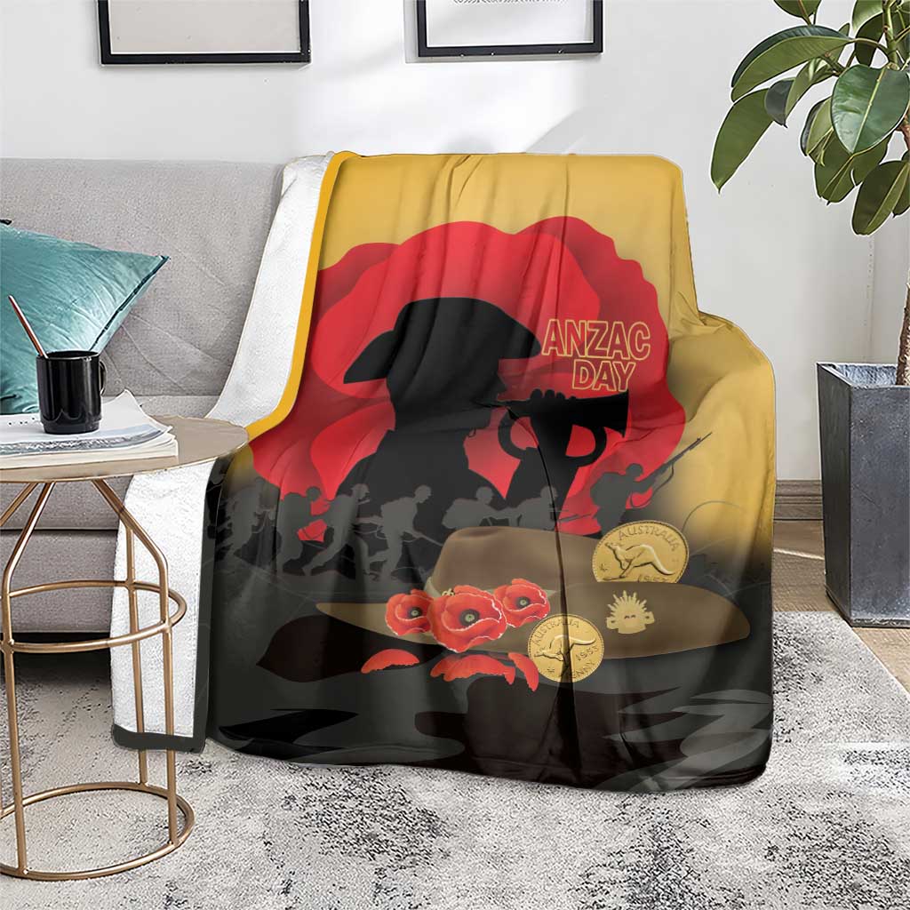 Australia Two-up Pennies ANZAC Day Blanket Slouch Hat Last Post With Poppy