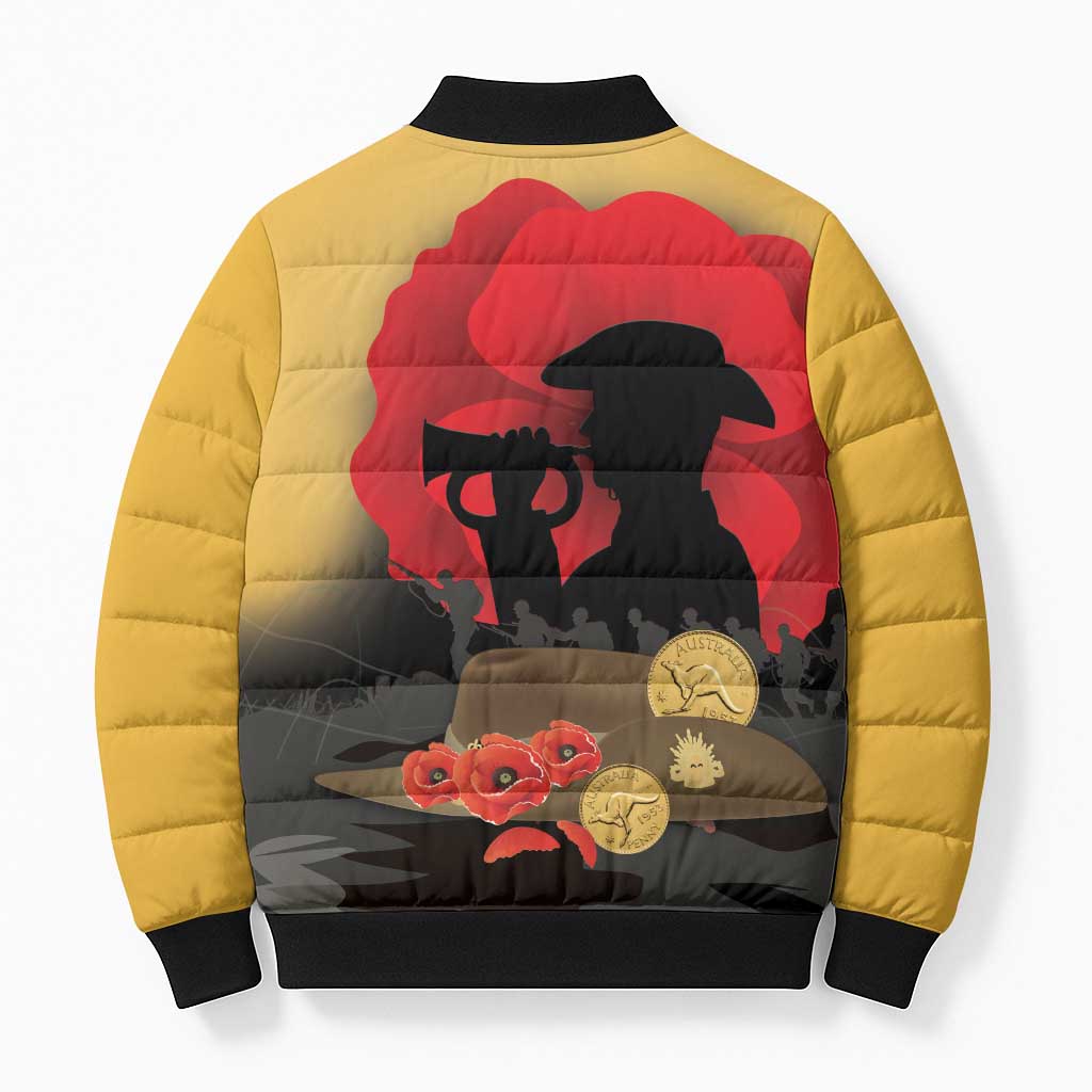 Australia Two-up Pennies ANZAC Day Bomber Puffer Jacket Slouch Hat Last Post With Poppy