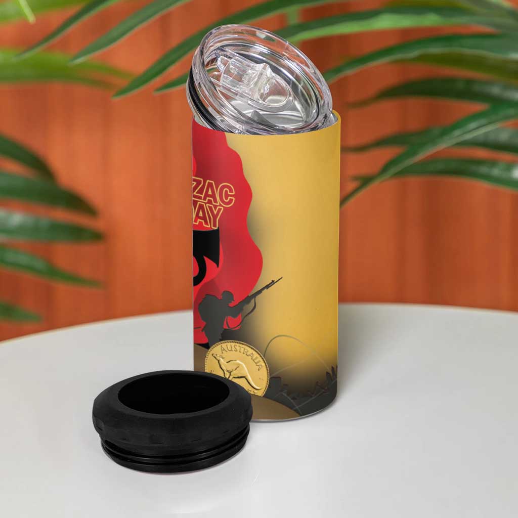 Australia Two-up Pennies ANZAC Day 4 in 1 Can Cooler Tumbler Slouch Hat Last Post With Poppy
